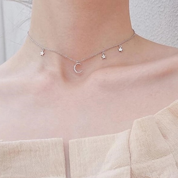 🌟 Sterling Silver 925 CZ Star Moon Necklace - Picture 4 of 4